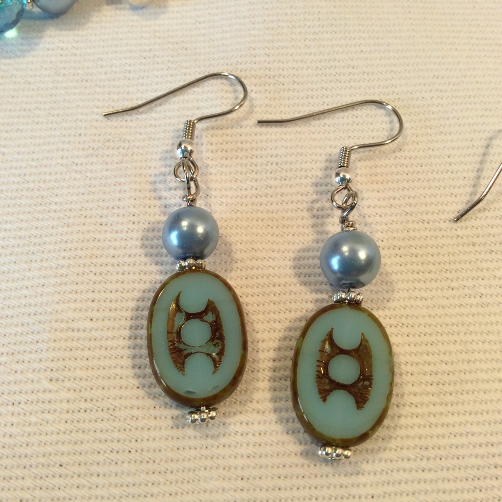 Boutique: Blue Picasso bead earrings